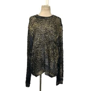 Avant Toi black gold metallic distressed-effect sweater size XL